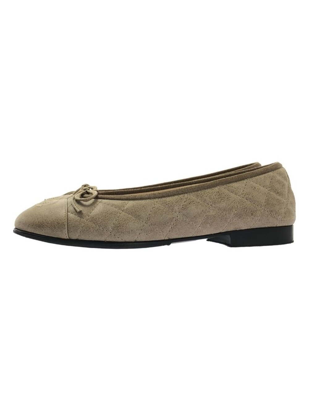 Chanel Leather CC Logo Quilted Flat Shoes 36c Gray Jew - Picture 2 of 9